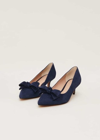 Phase Eight Structured Bow Kitten Heels Navy USA | 6074295-DC